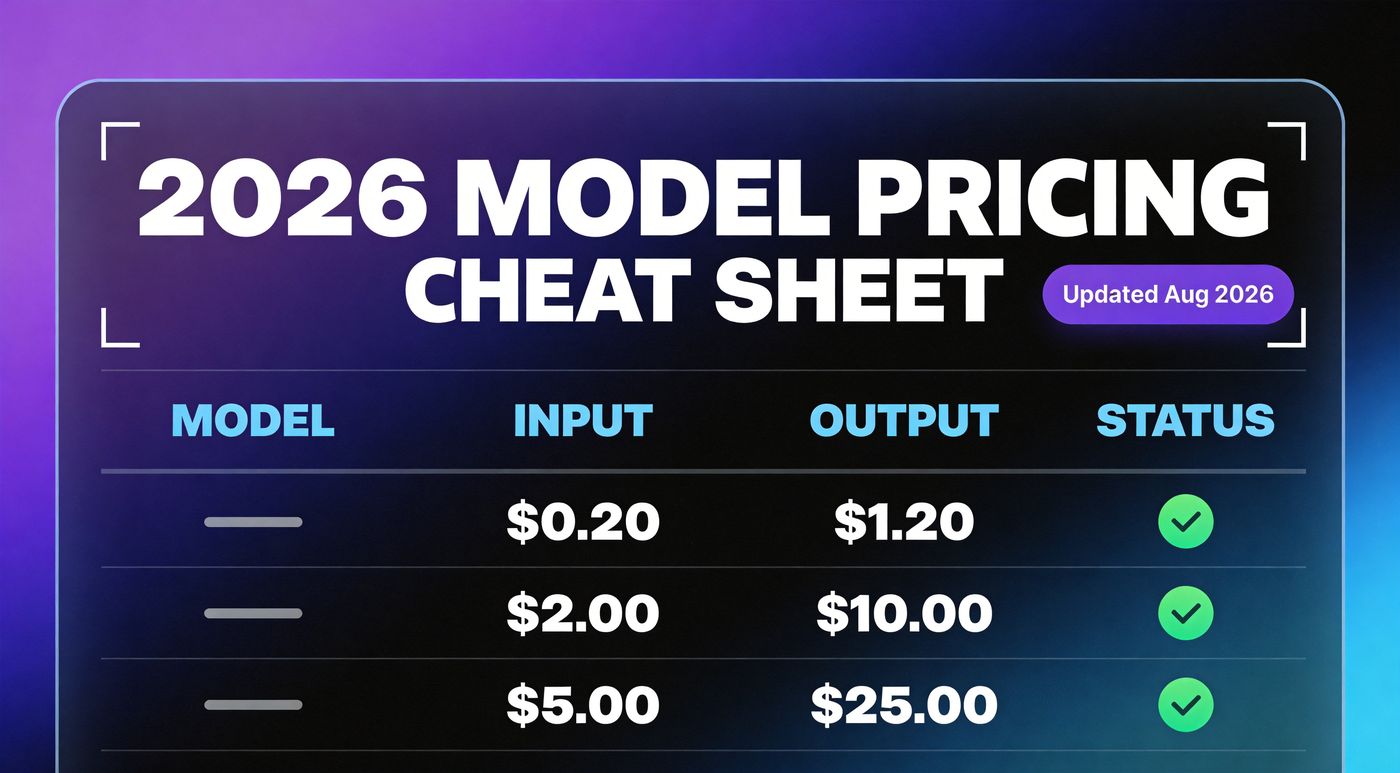2026 LLM model pricing cheat sheet across major providers